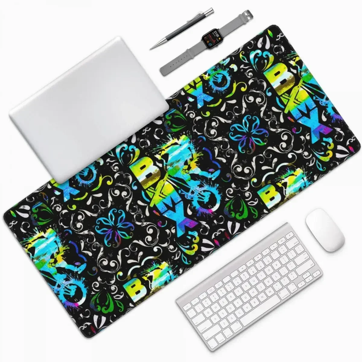 

Bmx Apparel Bmx Freestyle Pattern Large Mouse Pad Computer Keyboard Mouse Mat Gaming PC Laptop Desk Mat Office Table Mats