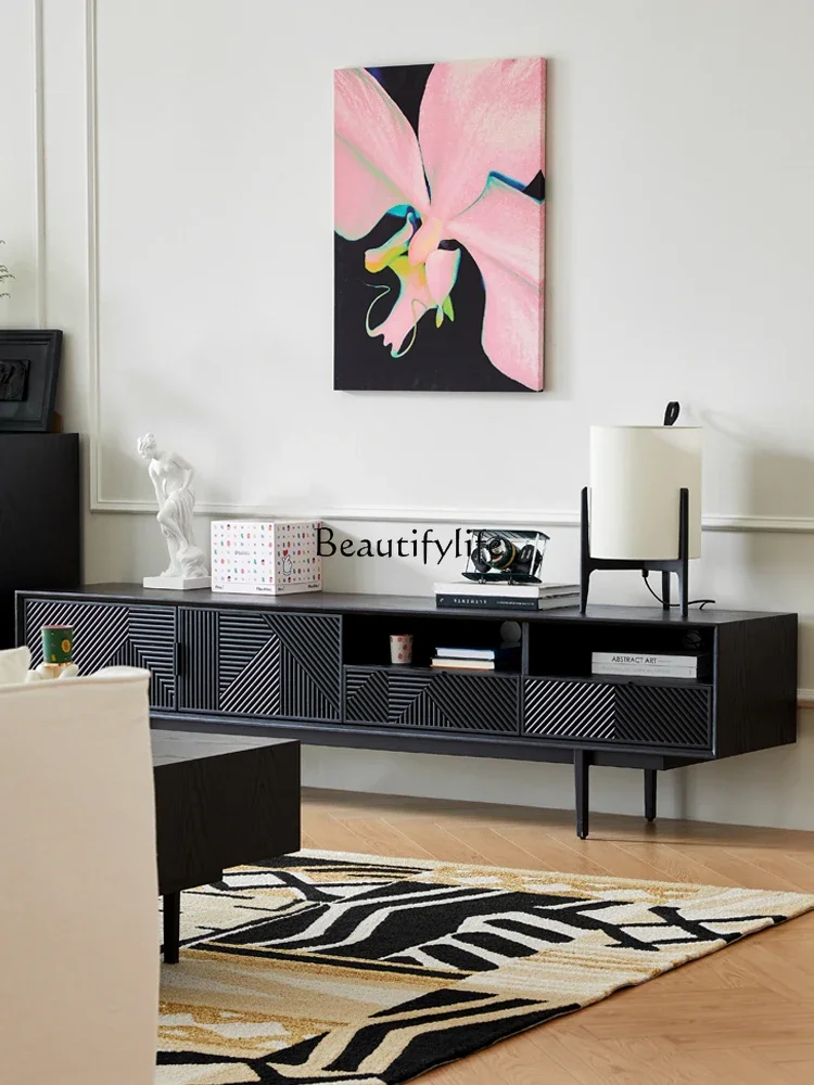 

pg45Retro Affordable Luxury Solid Wood TV Cabinet Small Apartment Modern Simple Coffee Table TV Cabinet Unit