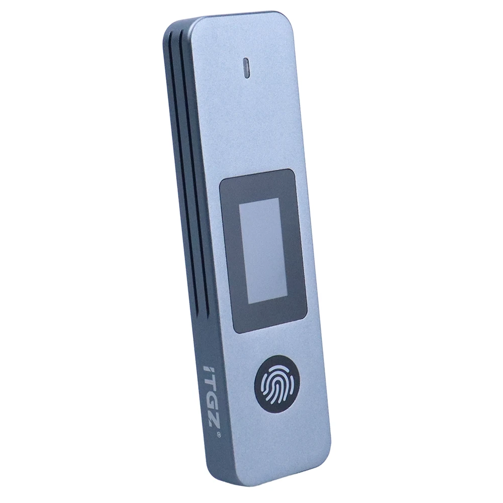 Caja SSD Caja SSD portátil de 10 Gbps M-Key B + Llave M Caja de carcasa externa Huella digital visual cifrada para SSD 2230/2242/2280