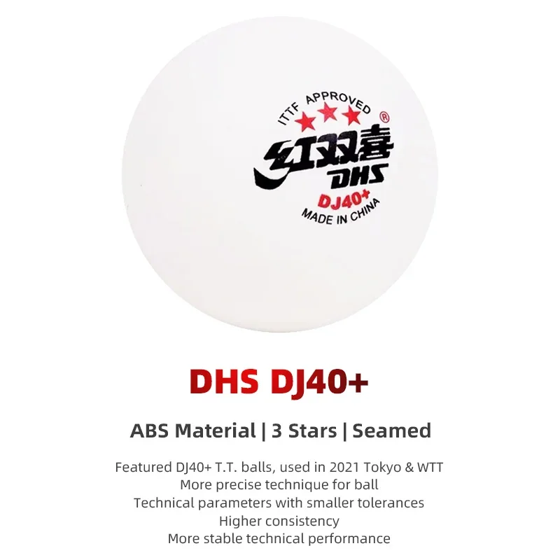 Description Picture 3 of itemDJ40+ 3 Stars Ping Pong Balls Professional 40+ Seamed Table Tennis Balls ABS New Material for Competition  Standard