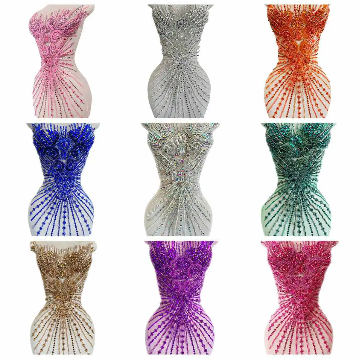 

High Quality Tulle Apparel Decoration Evening Dress Accessories Luxury Handmade Radial Striped Sequin Hot Diamond Decal Fabric