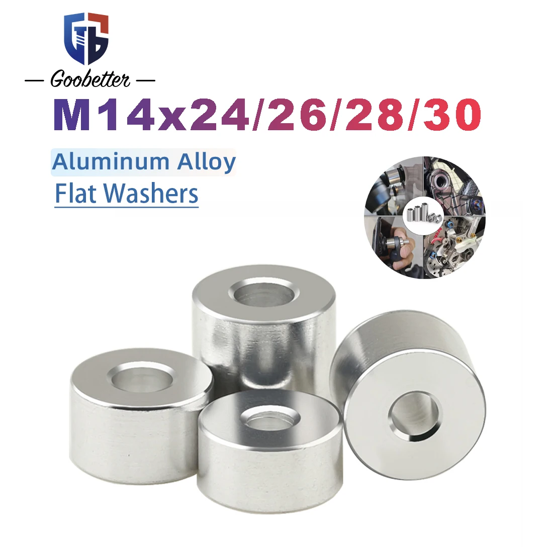 

M14 Aluminum Alloy Flat Washer CNC Sleeve Bushing Gasket Non-threaded Stand-off Spacer For RC Model Part