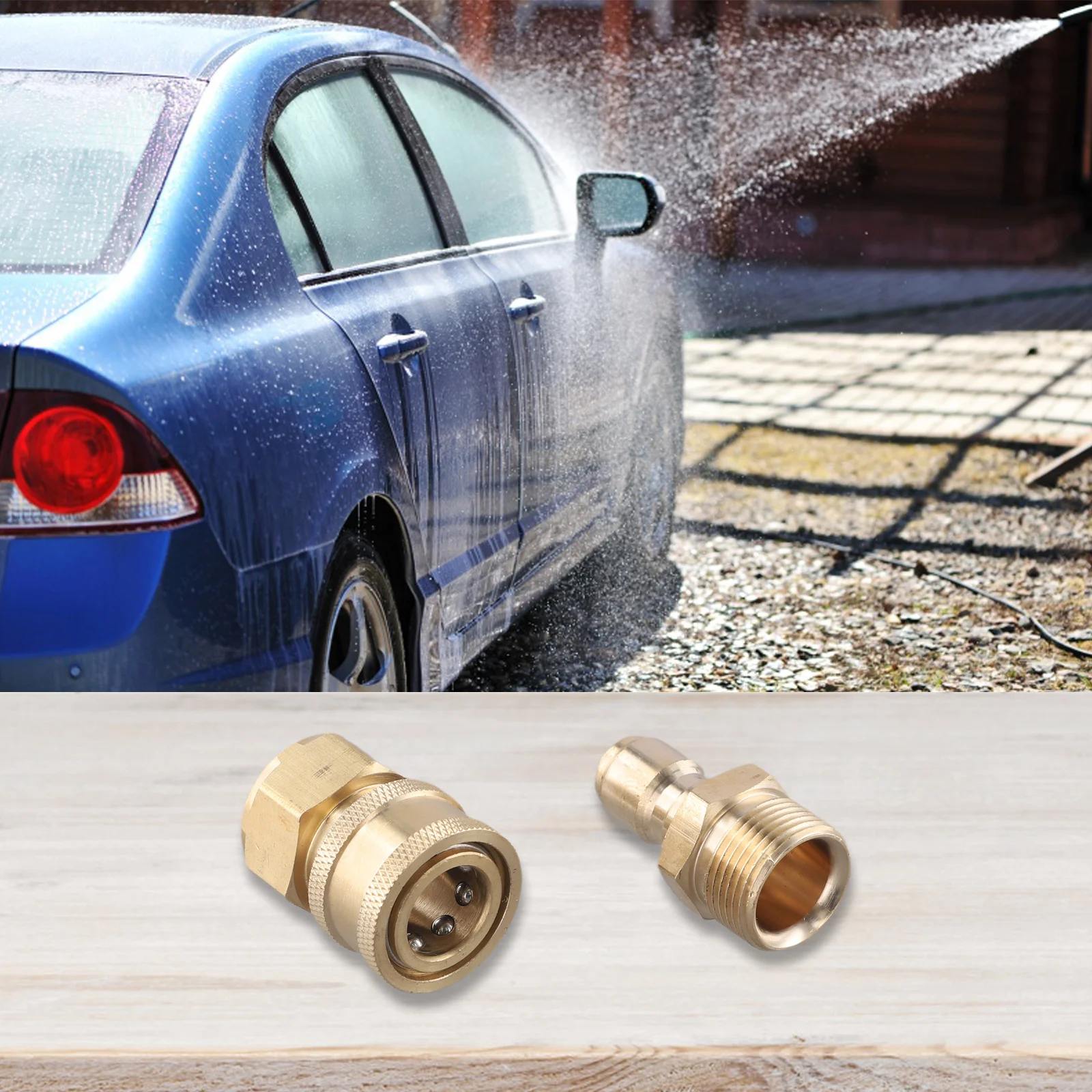2PCS Brass Quick Connect Adapter Kit 3/8 For M22 Adapter For High -Pressure Washer Spout Kit Quick Connect Kit