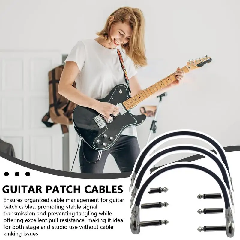Guitar Pedal Cables 6 Inch Professional Guitar Patch Cables 6 Inch Stage Instrument Right Angle Stereo Cord For Maximize