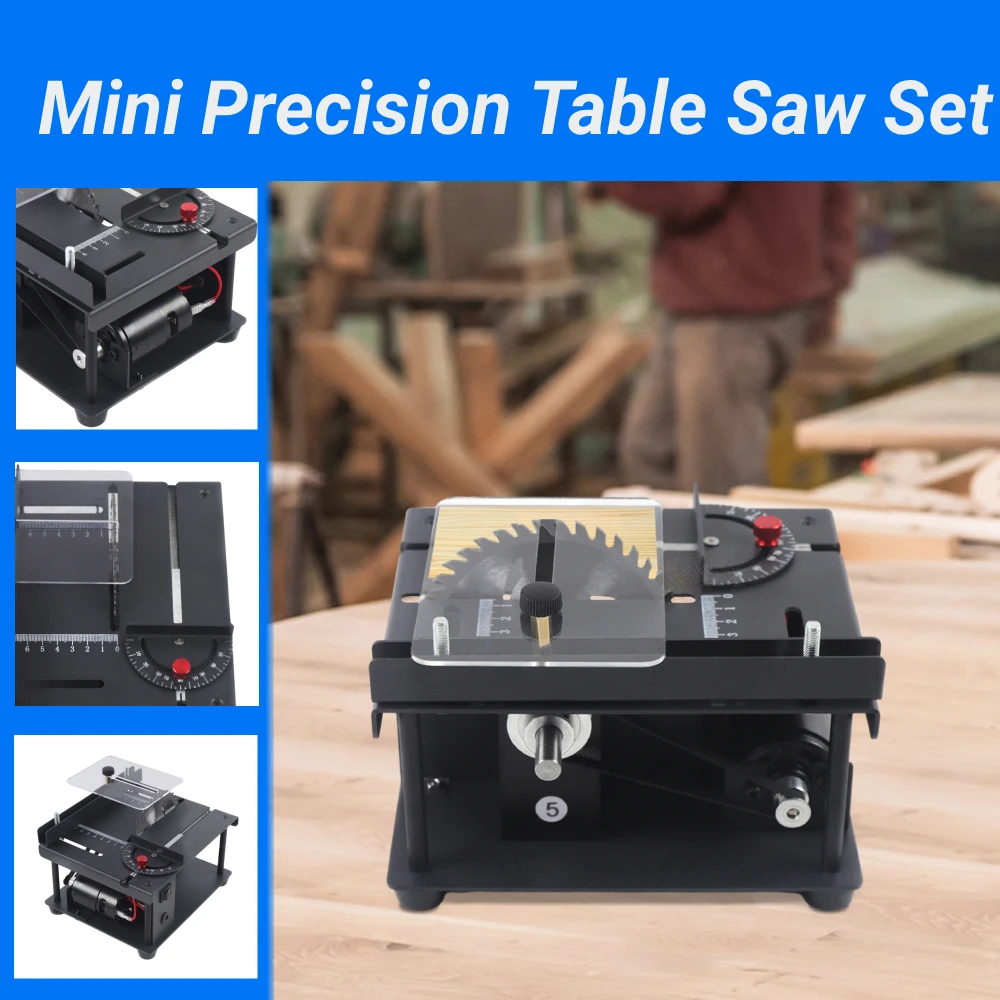 

Mini Precision Table Saw Set Woodworking Sliding Cutting Machine Home Multifunctional DIY Model Cutter Electric Bench Saw Kit