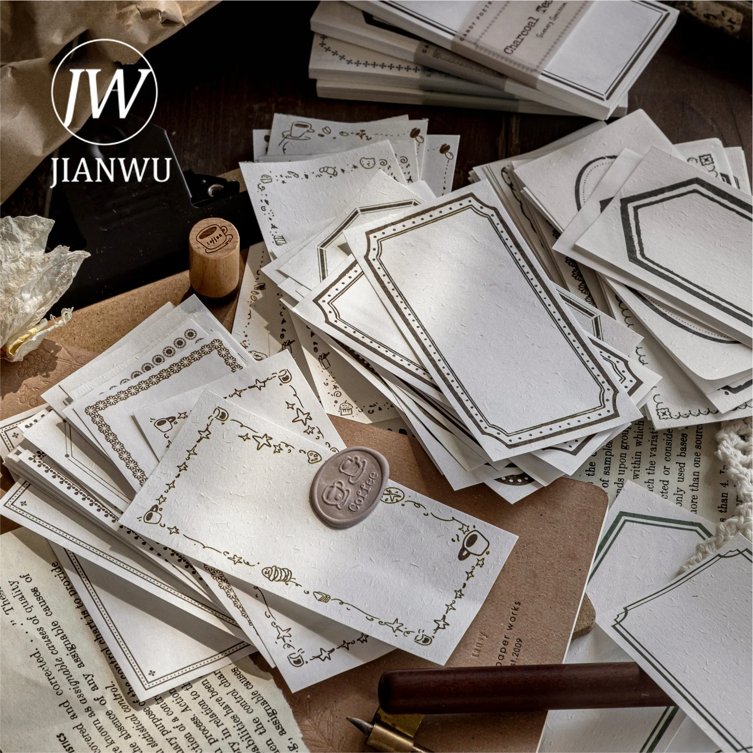 JIANWU Wind Chromatography Series Vintage Border Landscape Material Collage Memo Pad Creative DIY Junk Journal Stationery