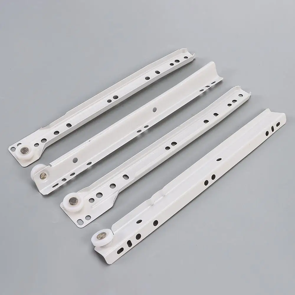 1Pair Mute Two Section Clothing Drawer Track Slides Cabinets Keyboard Roller Computer Table Chute Two Cabinet Rails
