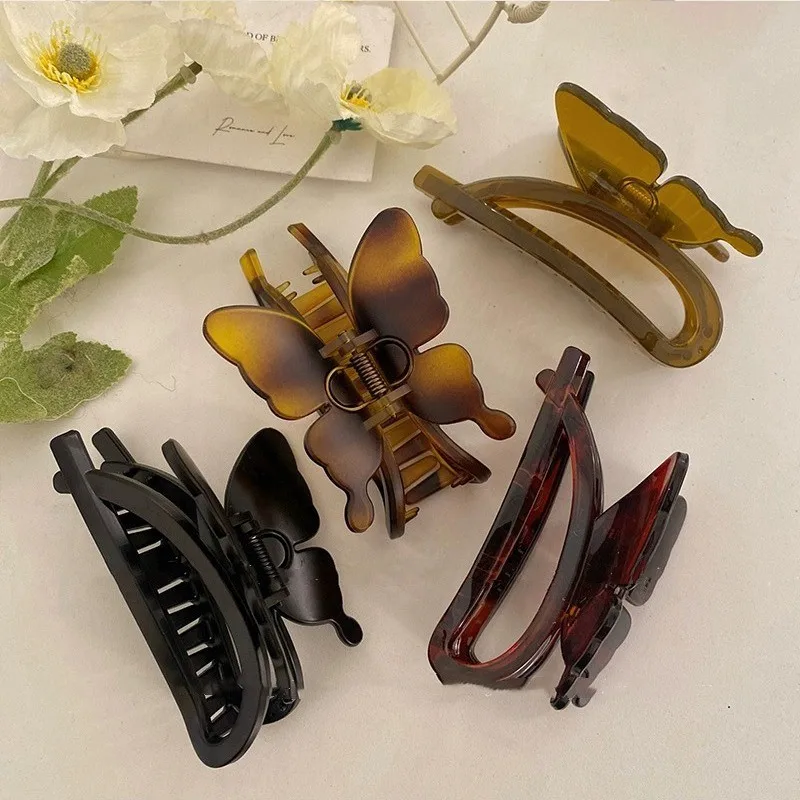 Thick Tortoiseshell Big Crab Hair Claws Clips Women Girls Matte Butterfly Large Hair Clamps Barrettes Hairpin Hair Accessories