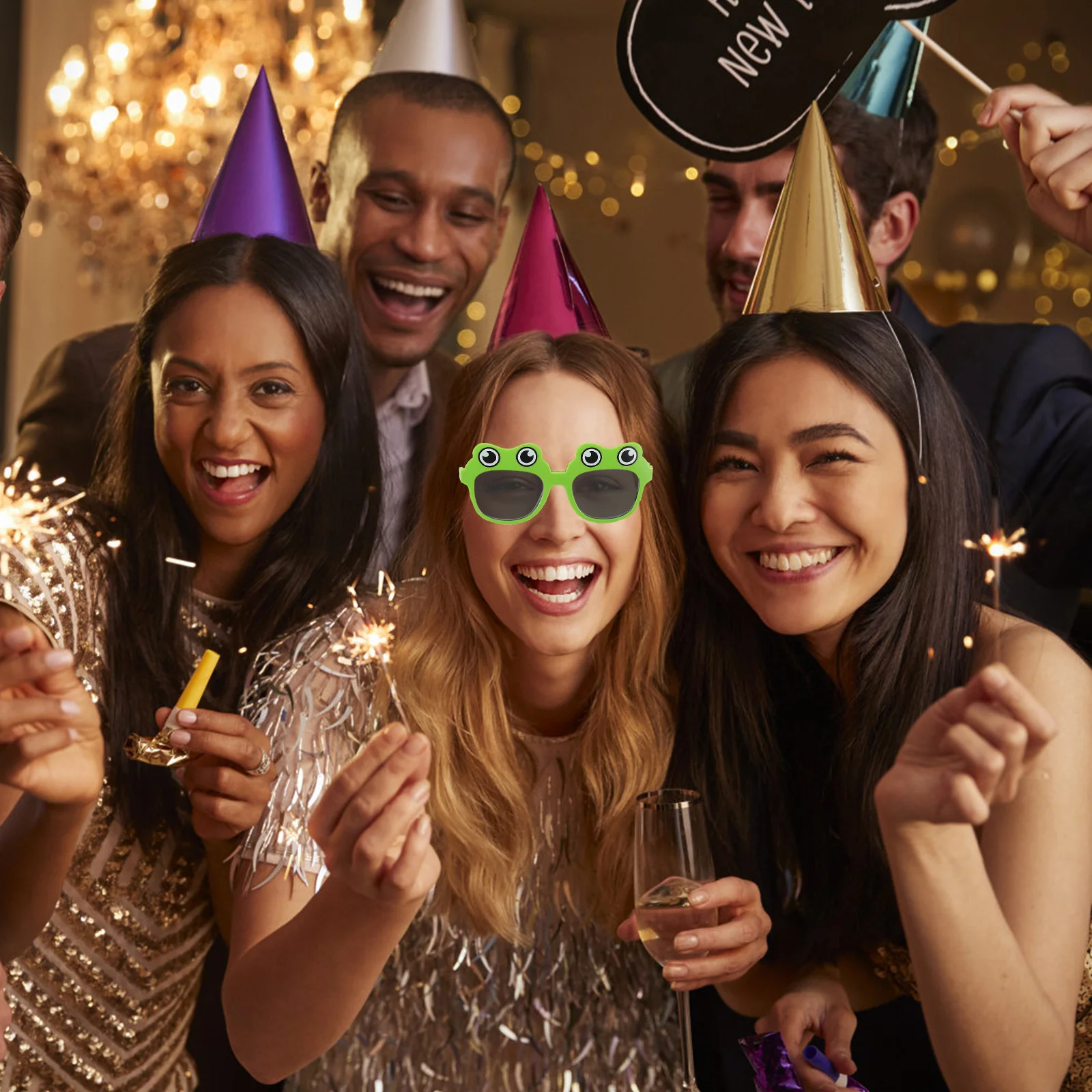 

4pcs Cartoon Frog Sunglasses Lightweight Plastic Animal Eyeglasses Birthday Halloween Party Photo Booth Props - Tropical Luau