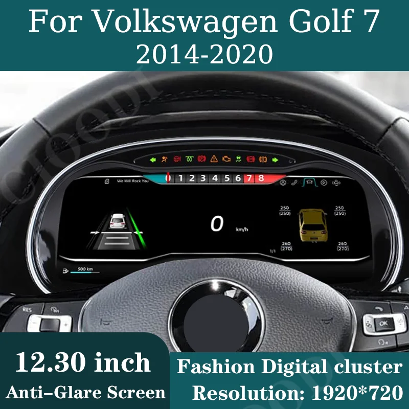 

12.3" Lcd Dashboard Display For VW Volkswagen Golf 7 2014-2020 Odometer Speedometer Virtual Cockpit Digital Cluster CarPlay