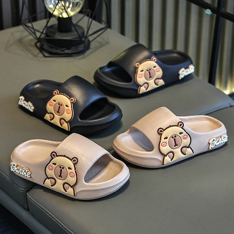 الأطفال النعال لطيف الكرتون فتاة إيفا النعال المنزل 2-16 سنة كابيبالا الأولاد عدم الانزلاق لينة سوليد نعال حمام