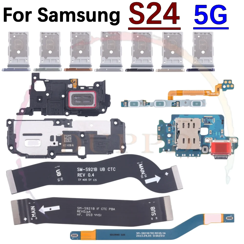 

SIM Card Tary Charging Port Board Earpiece Loudspeaker For Samsung S24 5G Power Volume Signal LCD Motherboard Main Flex Cable