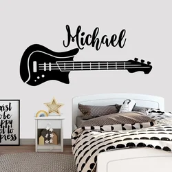 Personalized Name Wall Decal Guitar Boy Bedroom Wall Decor Vinyl Custom Name Music Wall Sticker Nursery Teen Room Decor A306