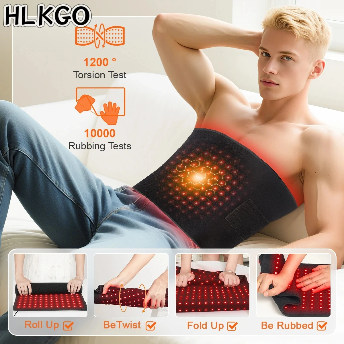 

HLKGO 360 LED Red Infrared Light Therapy Mat For Body , Red Light Therapy Blanket 660nm 850nm Full Body Pad For Pain Relief