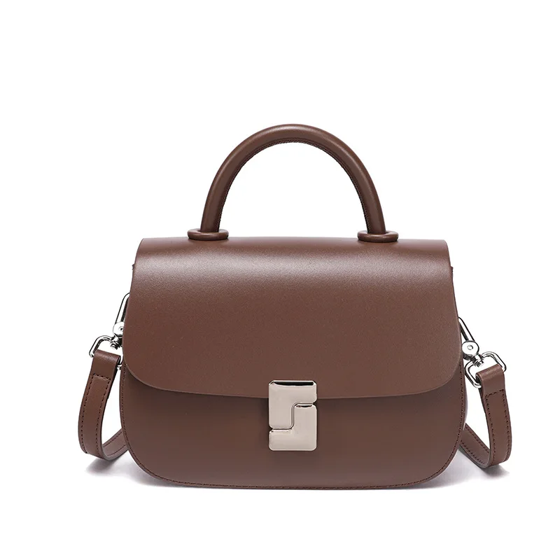 Ins Vintage Split Cowhide Mini Saddle Handbag for Women, Multiway Crossbody Shoulder Bag with Double Strap, Metal Lock Purse