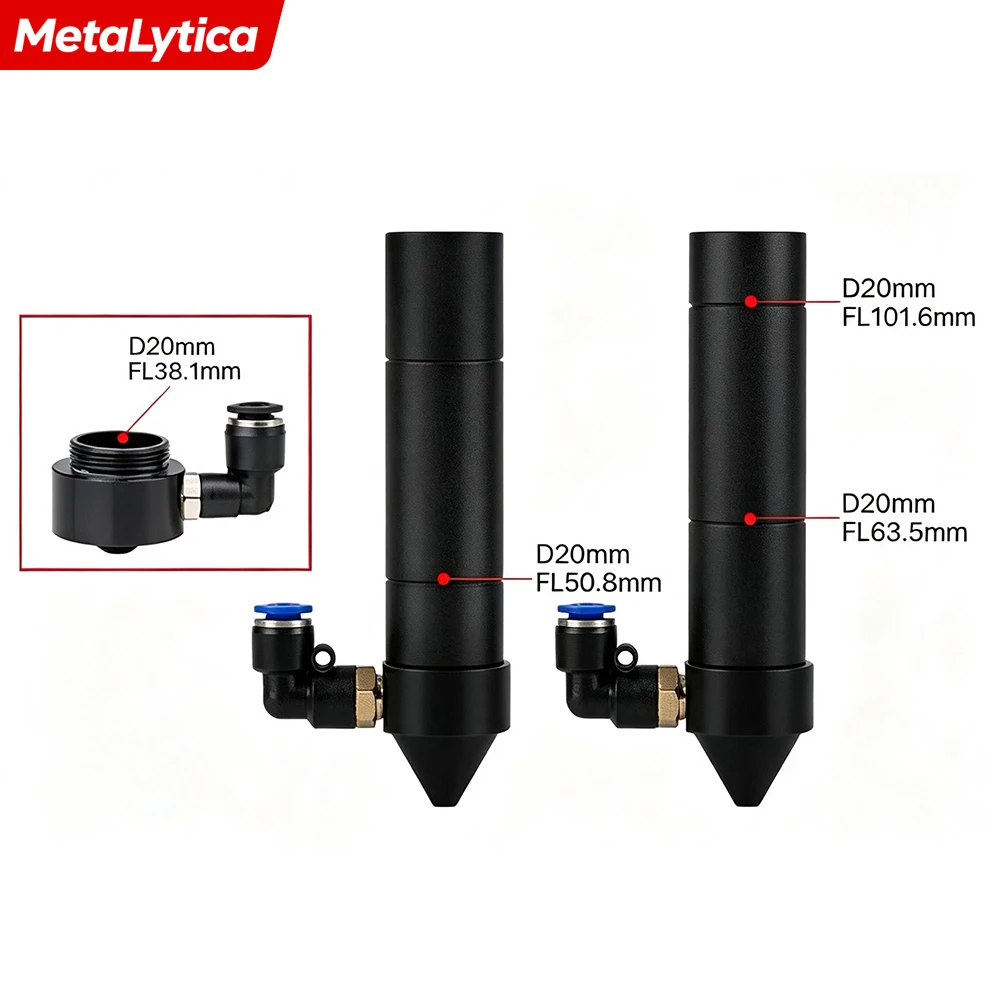 CO2 Laser Head Set with Integrated Mount Diameter 25 Mirror for Laser Cutting Machine D18 FL38.1 D20 FL50.8/63.5/101.6mm