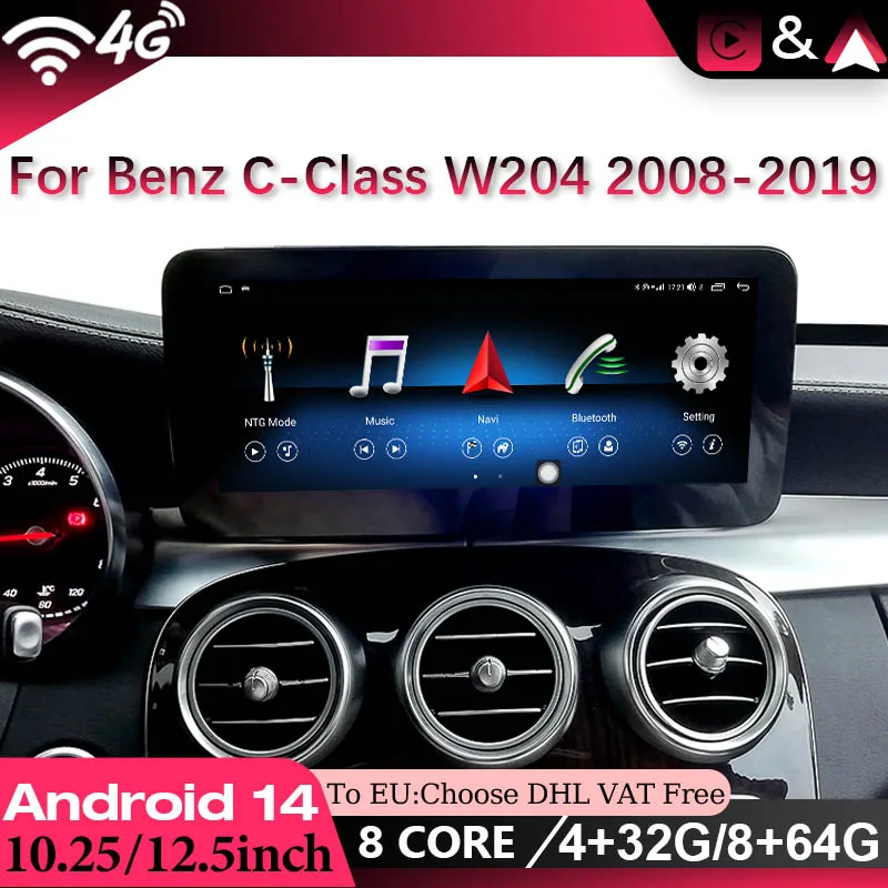 

Android 14 CarPlay For Mercedes Benz C / V Class W204 W205 GLC X253 W446 Android Auto Car Multimedia Video Car Radio Player 4G