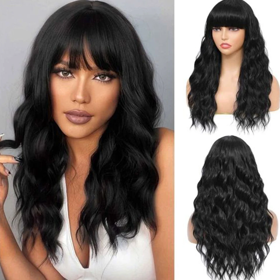 

Натуральный парик из человеческих волос Debut Natural Body Wave с челкой для женщин, длинный, с мелированием, из перуанских волос Реми, полностью машинной работы.
