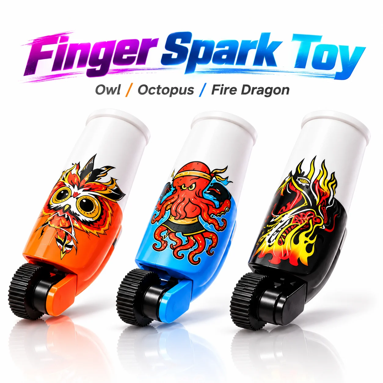 1PC/3PCS Finger Spark Toy Fingertip Roller Firework Effect Novelty Party Toy 3 Styles Stress Relief Gift
