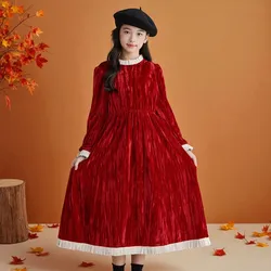 Kids Corduroy Dresses for Girls Clothes Teenagers Children Outfits Holiday Party Dress Autumn Warm Baby Costumes 6 8 10 12 Years