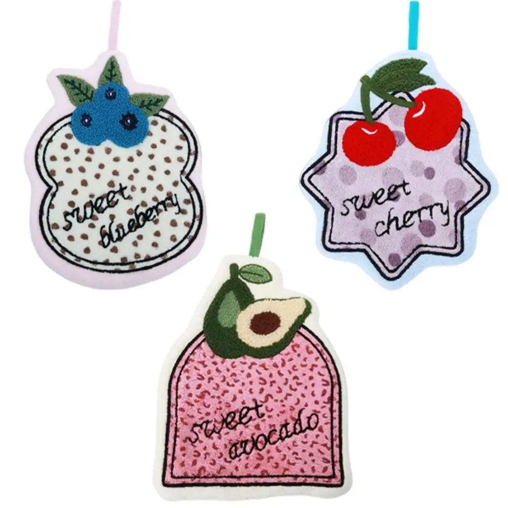 High Quality Coral Velvet Fruits Hand Towel Thickened Hanging Wipe Cloth Quick-dry Absorb Water Cleaning Rag