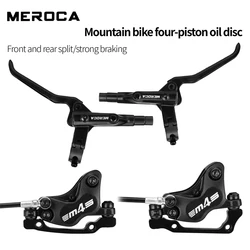 MEROCA NEW M4S 4-Piston MTB Hydraulic Brakeset Split Brake Left rear and Right front Brake 850mm/1600mm For MTB Bike Disc Brake