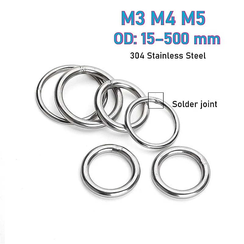 M3 M4 M5 الثقيلة ملحومة حلقات مستديرة الملحومة الصلبة يا الدائري 304 الفولاذ المقاوم للصدأ لقارب أرجوحة اليوغا حلقة معلقة #1