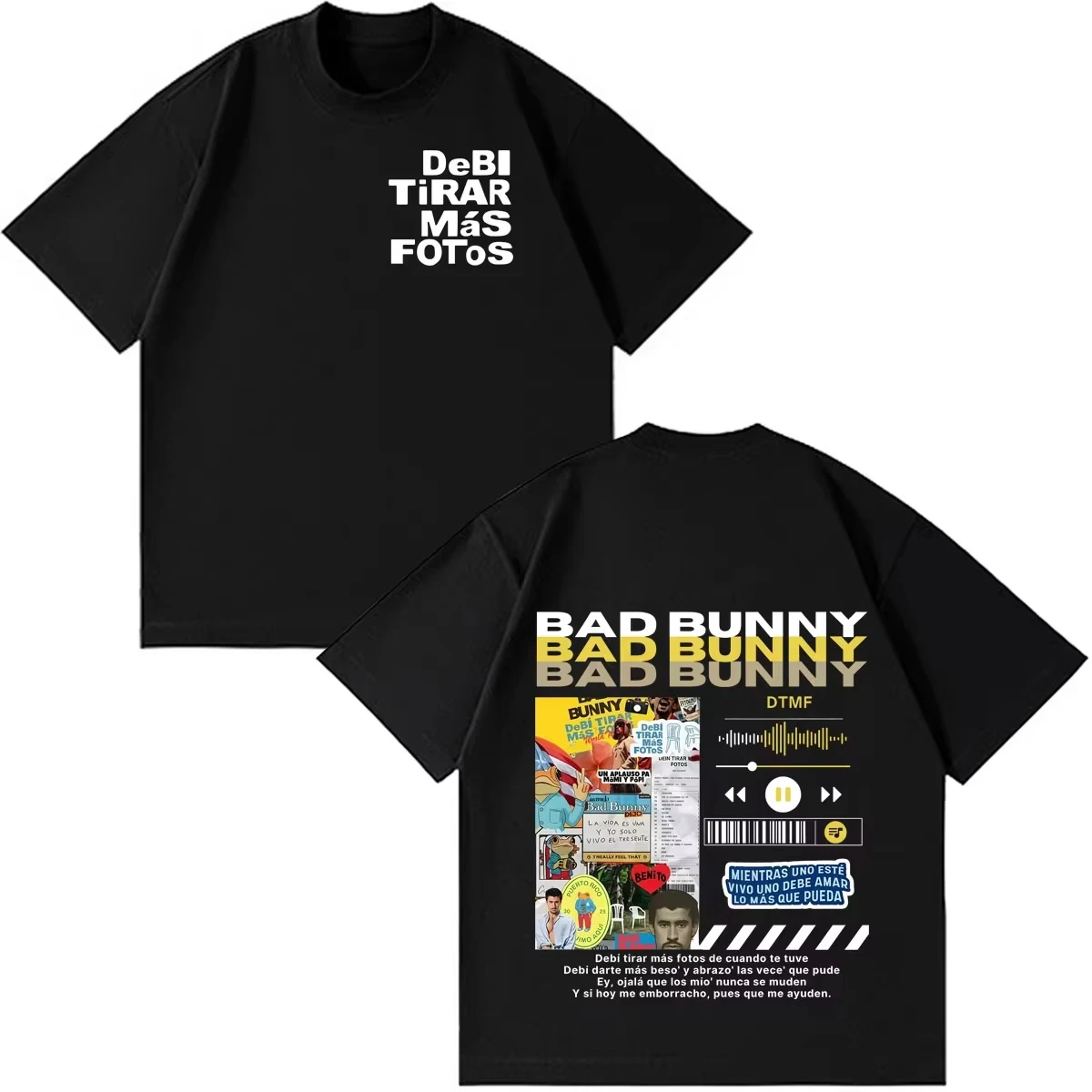 Bad Bunny DTMF Debi Tirar Mas Fotos Tour Grafik-T-Shirt 2026 Sommer, modisches, lässiges Kurzarm-T-Shirt für Damen und Herren