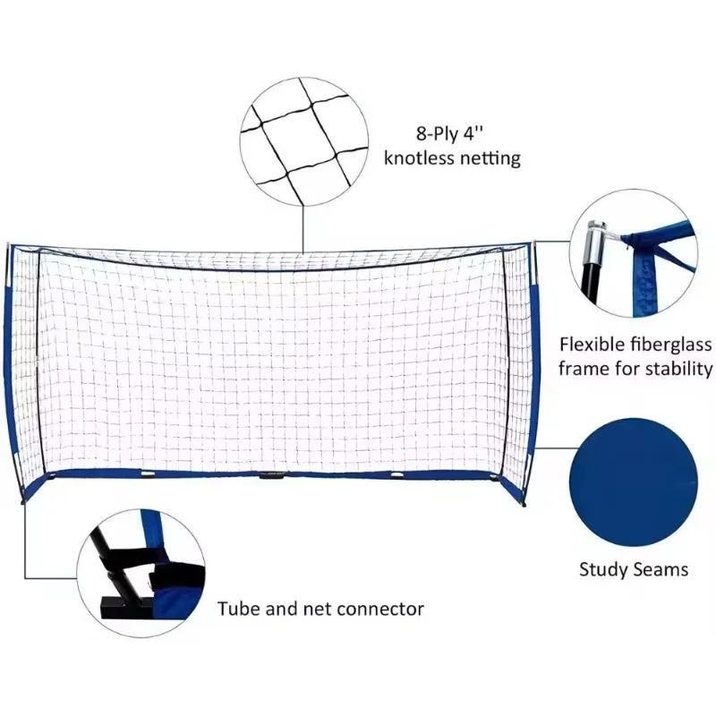 1 Gawang Sepak Bola Portabel untuk Halaman Belakang, 12 * 6FT, 10 * 6.6FT atau 8 * 5FT Jaring Gawang Sepak Bola 2025