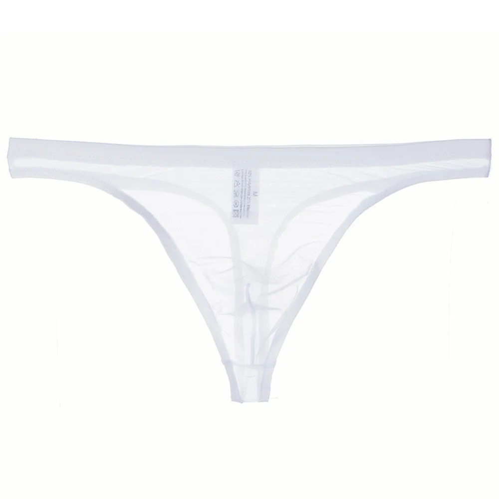 Lingerie Men Lingerie Thongs Low Rise Underpants Men Mesh Pants See-Through Sexy Sheer T Back Breathable T-Back