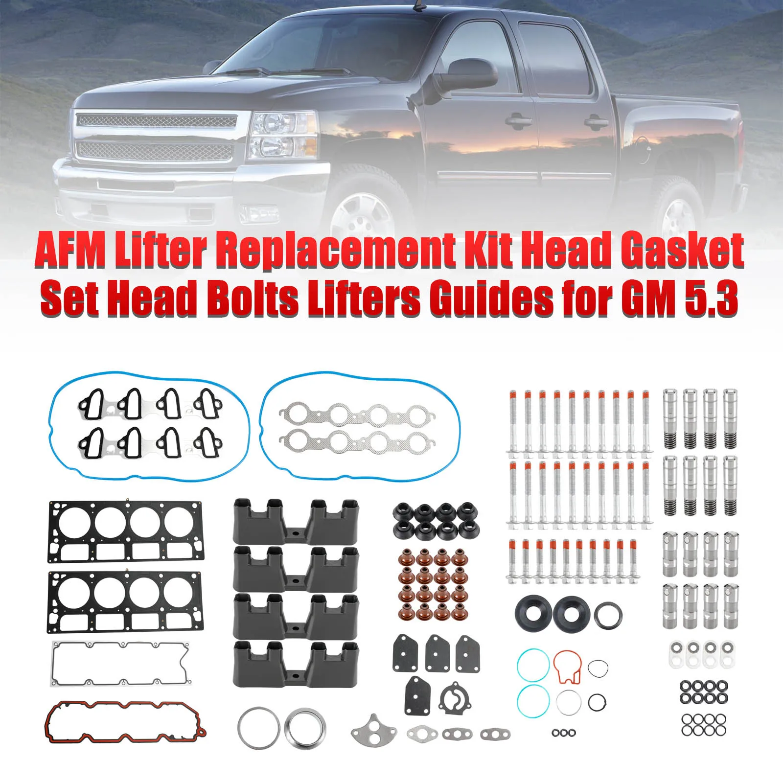 Artudatech AFM Lifter Replacement Kit Head Gasket Set Head Bolts Lifters Guides for GM 5.3