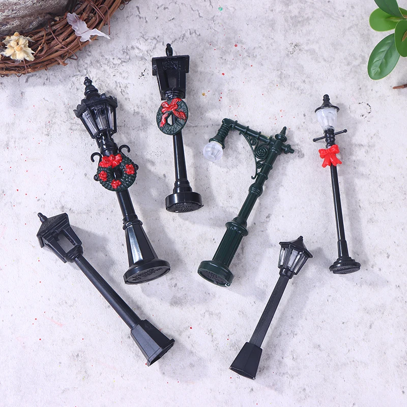 2/12 pçs casa de bonecas brinquedo em miniatura modelo miniaturas acessórios decoração móveis mini luzes rua simulação ornamentos