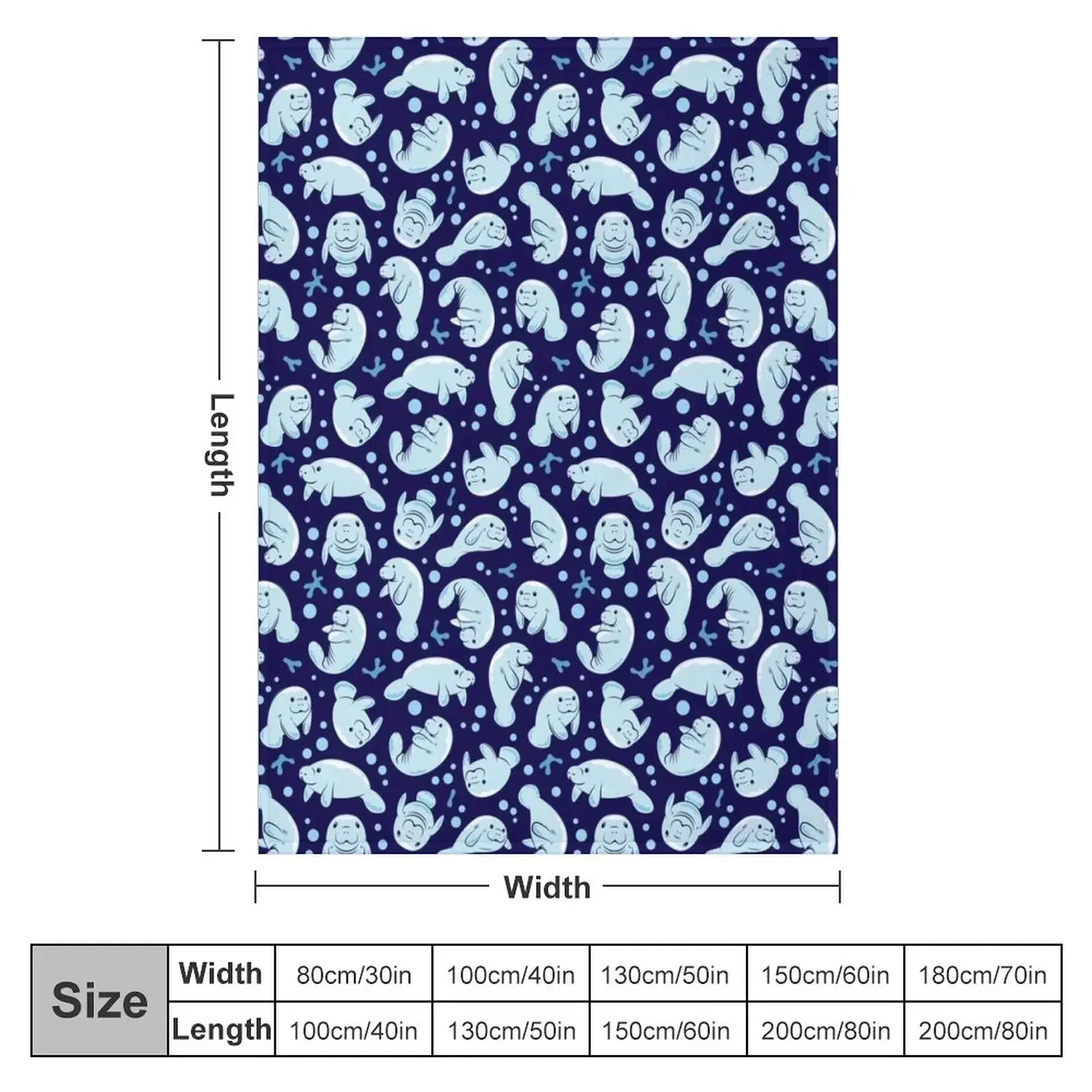 Cute Manatee Pattern - Blue Underwater Pattern Throw Blanket Hair Large decorative Loose Blankets