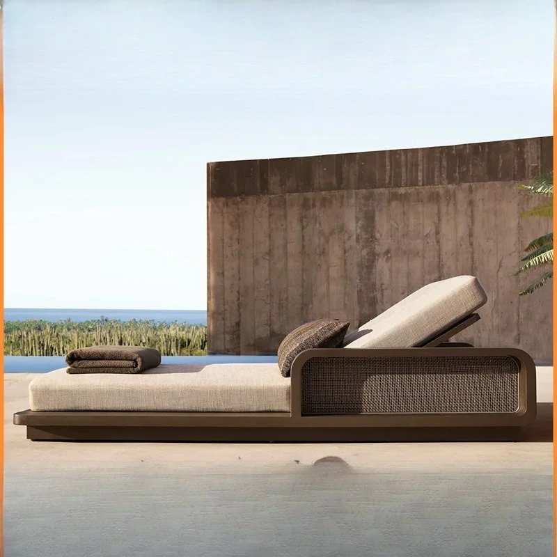 

Nordic Outdoor Chaise Lounges Hotel Clubhouse Hot Spring Resort Lounging Pool Beach Homestay Leisure Metal Sofa Bed