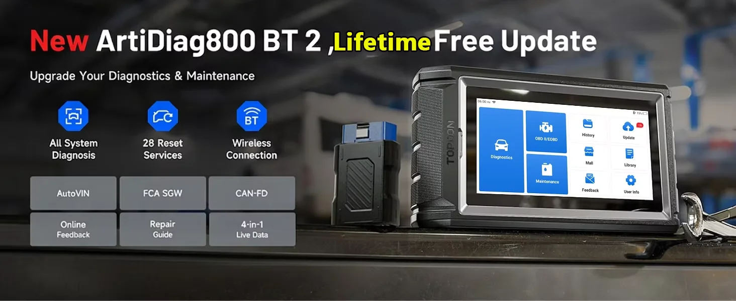 TOPDON Artidiag800 BT 2 OBD2 Professionelles Auto-Diagnosegerät Automobilscanner Alle-System-Scan-Tool Bidirektionale Steuerung Lebenslang Kostenlose Aktualisierung – Detail 1