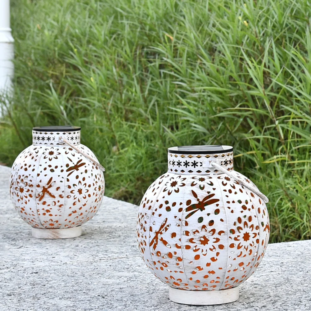 

1Pcs Outdoor Solar Lantern Hanging Garden Light Hollow Wrought Iron Pendant Lamp Yard Decoration Courtyard Night Light