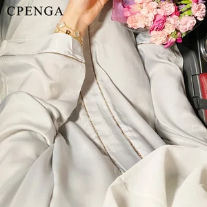 كارديجان مسلم محتشم نسائي دبي عباية إسلامية يوميا فستان كم طويل ملابس تركيا رداء أحادي اللون معطف عيد عربي 2024 أفضل 10 معاطف مبيعا من تركيا - No2