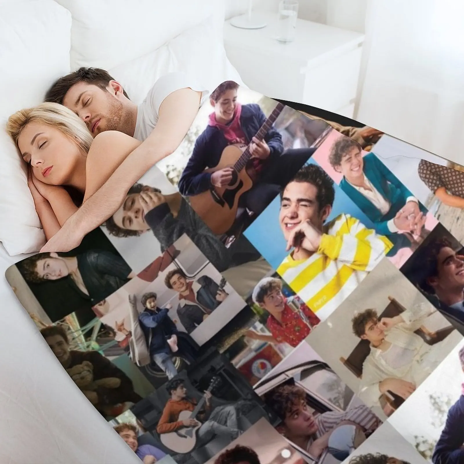 بطانية جوشوا باسيت كولاج رمي كبيرة جدًا للمصممين أفكار هدايا عيد الحب بطانيات منقوشة