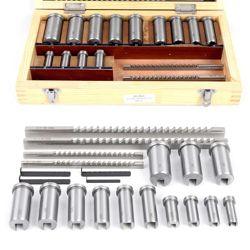 22pcs Keyway Broach Kit Metric Size Set HSS CNC Metalworking Tool