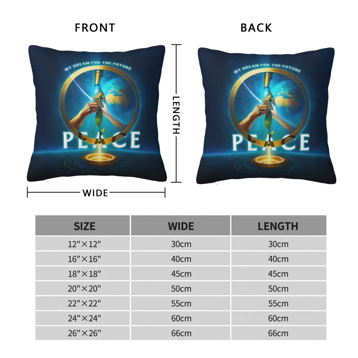 Peace & Collaboration The Future Square Pillowcase Polyester Linen Velvet Pattern Zip Decor Room Cushion Cover