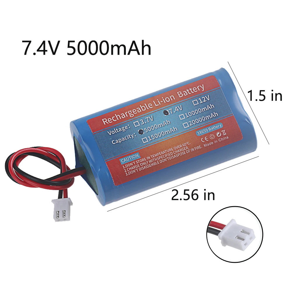 7.4V Rechargeable Battery 18650 2S Li-ion Battery Pack for Bluetooth Speaker Outdoor Emergency Fishing Light 5000/10000/15000mAh