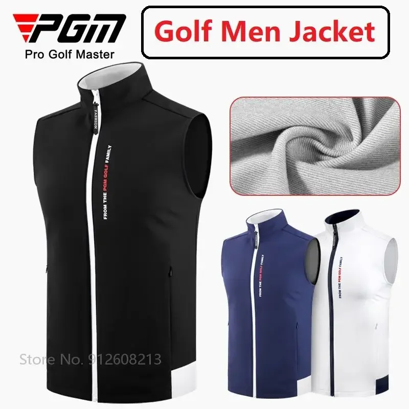 PGM Male Windproof Golf Vest Keep Warm Men Golf Vest Jacket for Man Full Zipper Golfing Coat Sleeveless Waistcoat Casual Tops