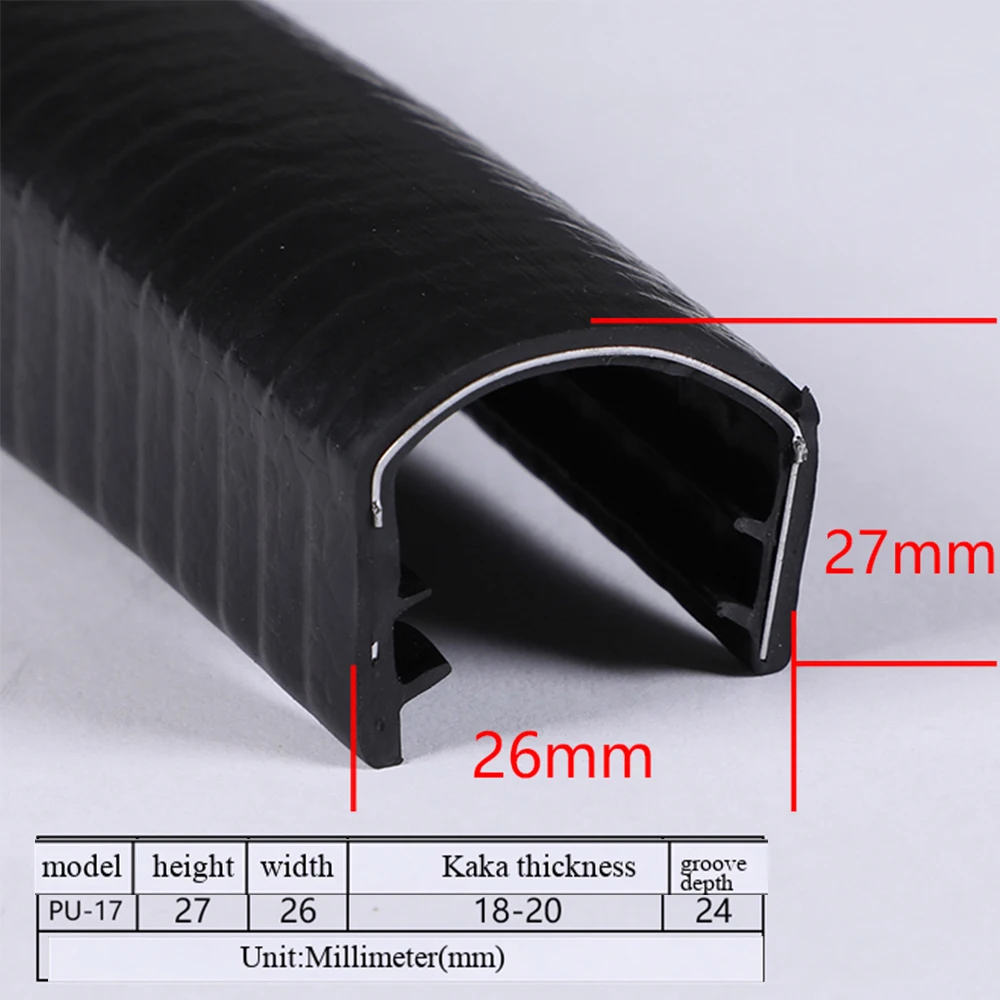 1M U-vormige rubberen afdichtstrip Rand Roestvrij stalen randafdichting Bescherming Deurafdichtingsstrip Auto Stofdichte veiligheidsafdichtingen Strips