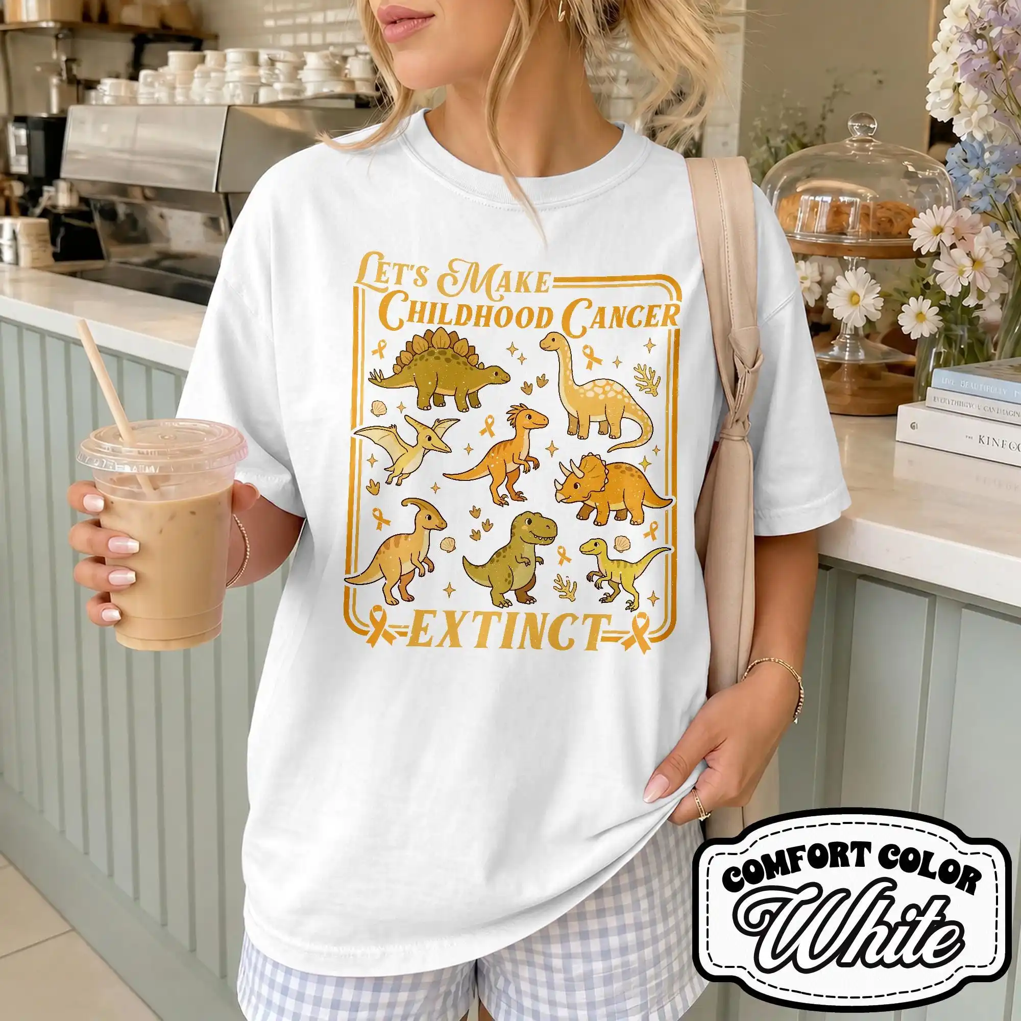 Childhood Cancer Dinosaur Shirt, Let's Make Childhood Cancer Extinct Tee,  Pediatric Cancer Awareness Tshirt