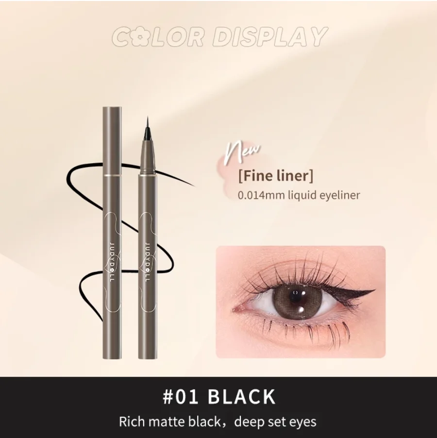 JUDYDOLL Skinny vloeibare eyeliner Ultrafijne make-uppen zwart Waterdichte langdurige penmake-upcosmetica