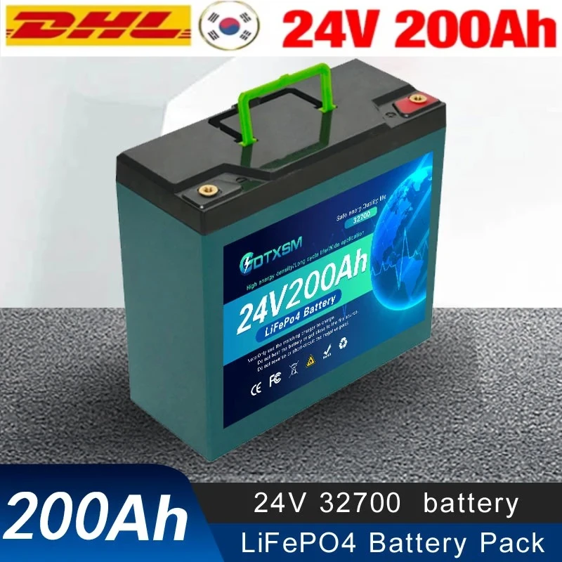 

32700 150Ah/200Ah LiFePO4 Battery 24V BMS Rechargeable Lithium Bateria Pack for Camping Car Solar System Home Storage