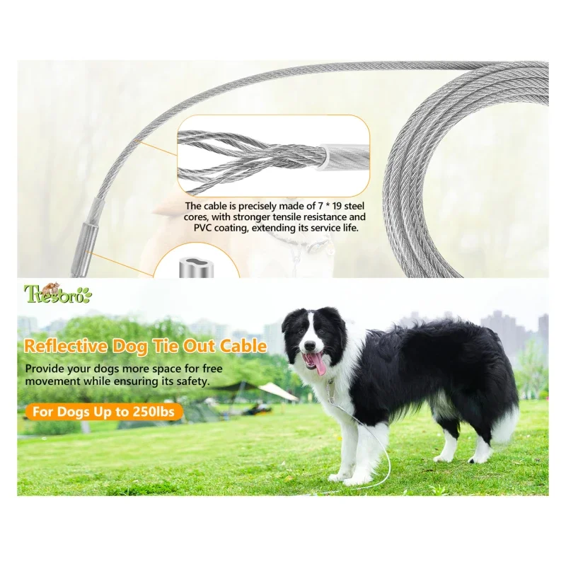 Doppelköpfiges Hundebindekabel, Zugseil mit Metallschnalle, rostfreier Stahldraht, Trainingshalsband, Outdoor-Hundegurt – Detail 7