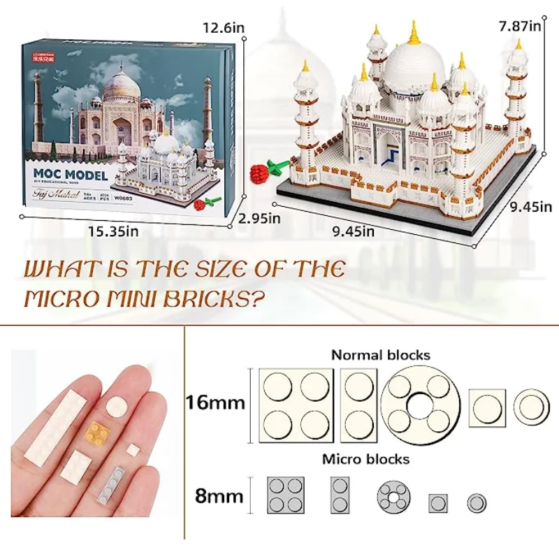 4036PCS Micro Mini Blocks Taj Mahal Architecture Building Toy famoso Kit di modelli di architettura per adulti e bambini regalo di natale