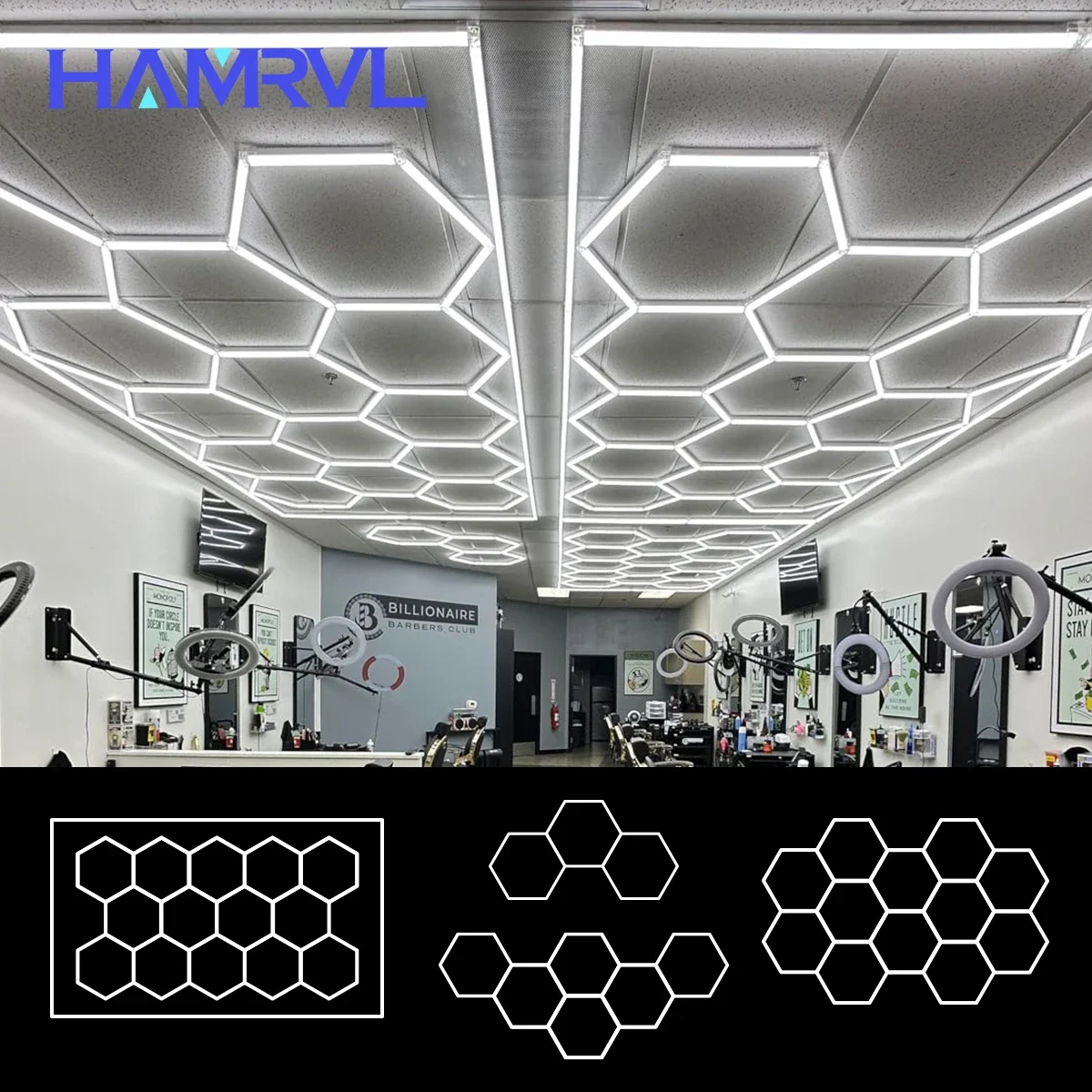 

Cutomized Honeycomb LED Car Detailing Ceiling Light Hexagon Garage Light for Showroom 4S Workshop Barber DIY Fun Dropshipping