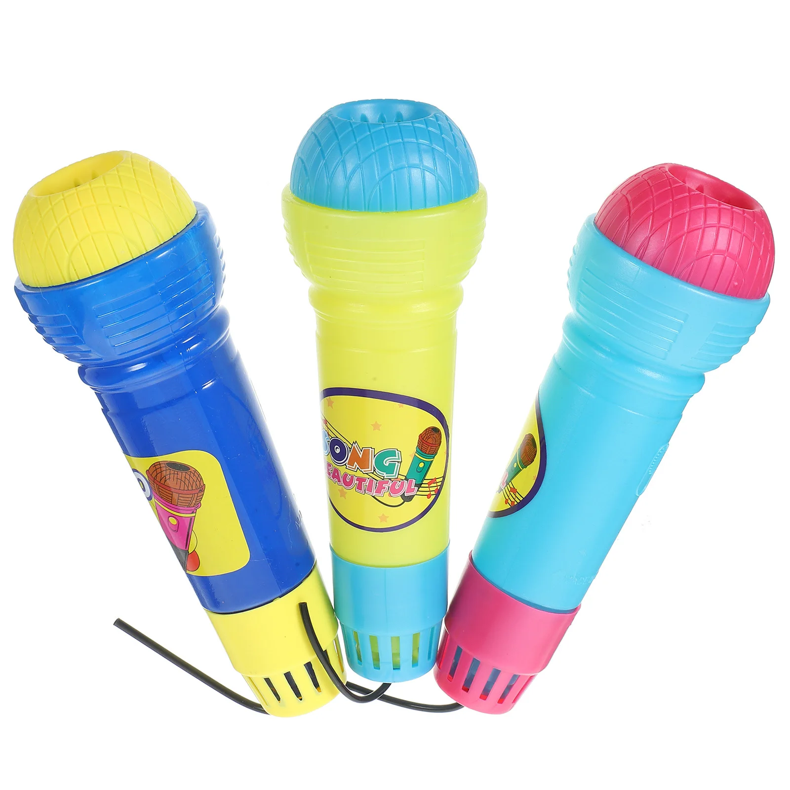 3 pçs plástico poderoso eco microfone brinquedos criativo design realista seguro material não-tóxico ideal para crianças presentes festas